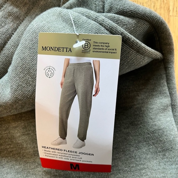 NEW Mondetta Women's M Heather Green Fleece Jogger Sweatpants - Picture 3 of 8